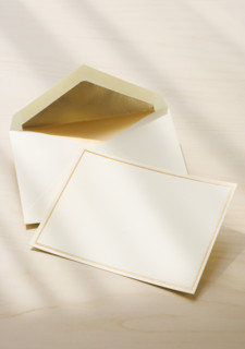 Close up of blank card and envelope.