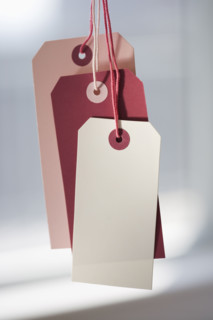 Close up of blank price tags.