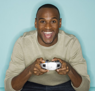 Man playing video games.