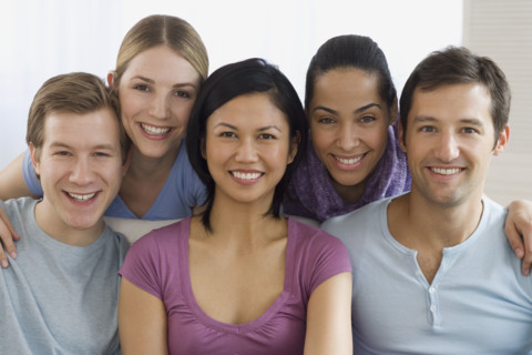 Group of friends smiling.