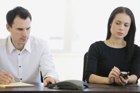 Businesspeople having teleconference.