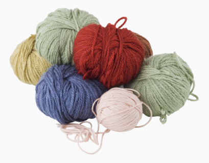 Close up of assorted yarn.