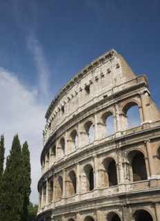 Low angle view of the Colosseum, Italy.