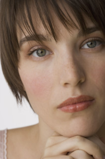 Close up of woman’s face.