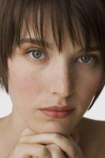 Close up of woman’s face.