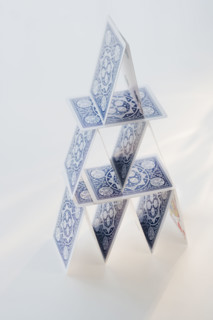 Close up of house of cards.