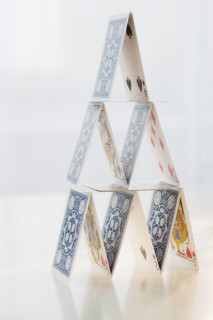 Close up of house of cards.