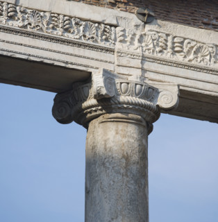 Ionic column on Temple of Saturnus, Roman Forum, Italy.