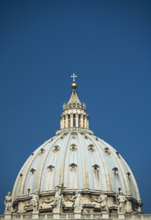 Close up of dome of St. Peter’s Basilica, Vatican City, Italy.