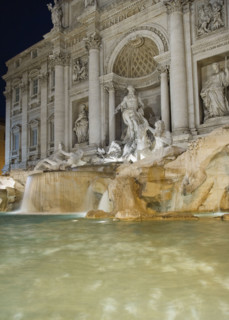 Trevi fountain and statues, Rome, Italy.