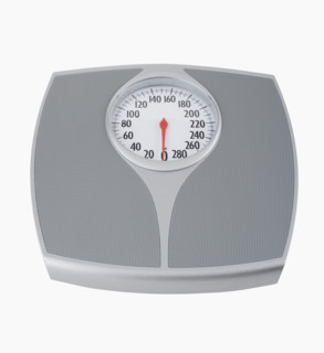 Close up of bathroom scale.