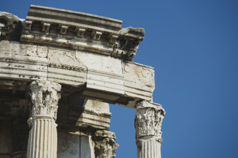 Close up of Temple of Vesta, Roman Forum, Italy.