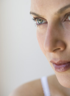Close up of woman’s face.