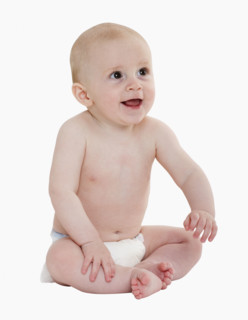 Studio shot of baby in diaper.