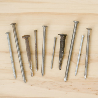 Close up assorted nails. Date : 2006