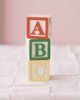 Close up of ABC blocks. Date : 2007