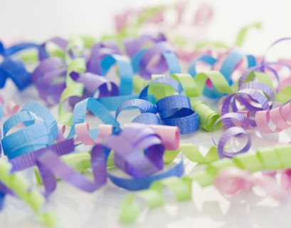 Close up of curled ribbons. Date : 2006