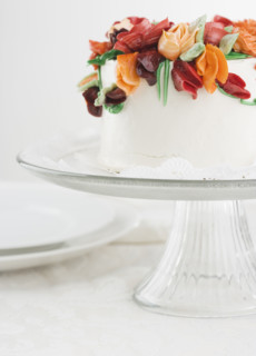 Side view of a colorful cake. Date : 2006