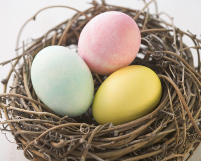 Still life of Easter eggs in a nest. Date : 2006
