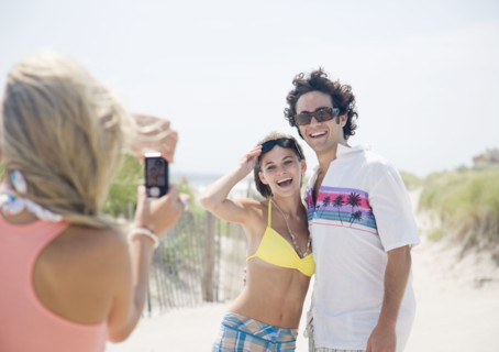 Couple having photograph taken. Date : 2007
