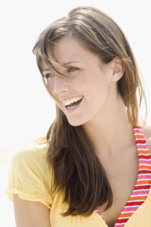 Close up of woman laughing. Date : 2007