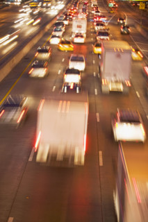 Blurred motion shot of traffic on large highway. Date : 2007