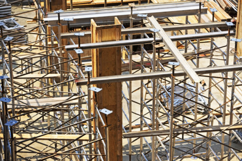 High angle view of construction site. Date : 2007