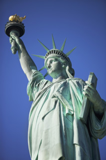 Low angle view of the Statue of Liberty. Date : 2007