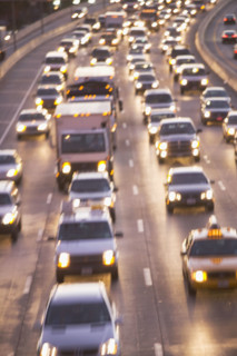 Blurred motion shot of traffic on large highway. Date : 2007