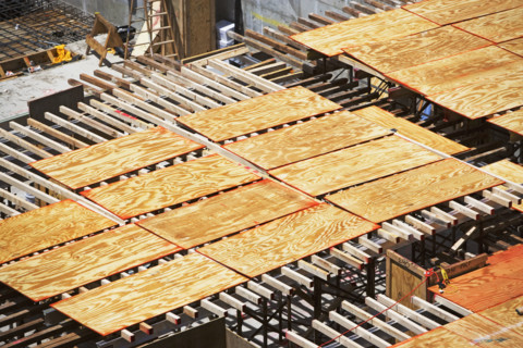 High angle view of construction site. Date : 2007
