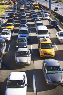 High angle view of traffic on highway. Date : 2007