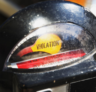 Close up of Violation on parking meter. Date : 2007