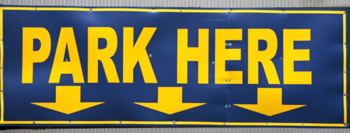 Park Here sign with arrows. Date : 2007