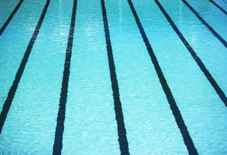 High angle view of swimming pool. Date : 2007