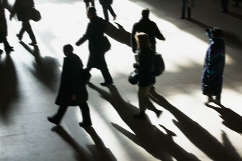 Blurred motion shot of people, Grand Central Station, New York City. Date : 2007