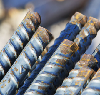 Close up of metal rebar. Date : 2007