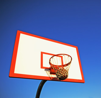 Basketball in hoop. Date : 2007