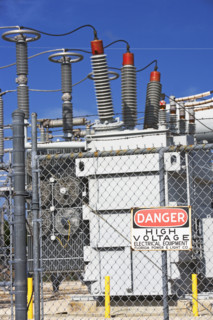 High voltage station with Danger sign. Date : 2007