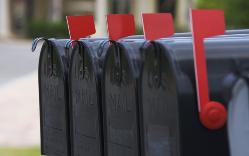 Close up of mailboxes. Date : 2007
