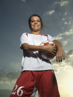 Low angle view of soccer player. Date : 2007