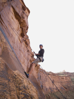 Man rock climbing. Date : 2007