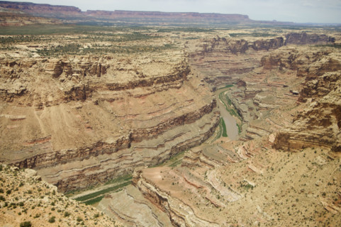 Aerial view of river in canyon, Colorado River, Canyonlands National Park, Moab, Utah, United