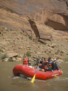 Group of people river rafting. Date : 2007