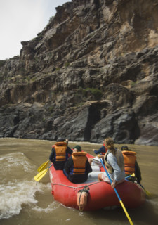 Group of people river rafting. Date : 2007