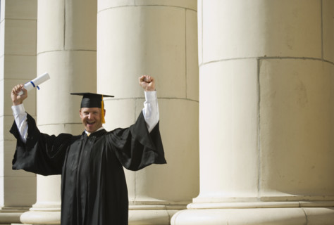 Male graduate cheering. Date : 2007