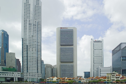 Boat Quay Central Business District SBD Singapore. Date : 2006