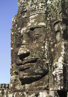 Detail at ancient Temple Angkor Thom Angkor Wat Bayon Cambodia. Date : 2006