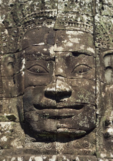 Detail at ancient Temple Angkor Thom Angkor Wat Bayon Cambodia. Date : 2006
