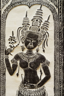 Female divinity goddess at temple Angkor Wat Cambodia Khmer. Date : 2006