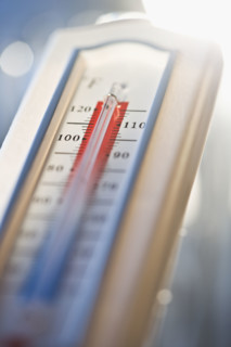 Close up of thermometer.